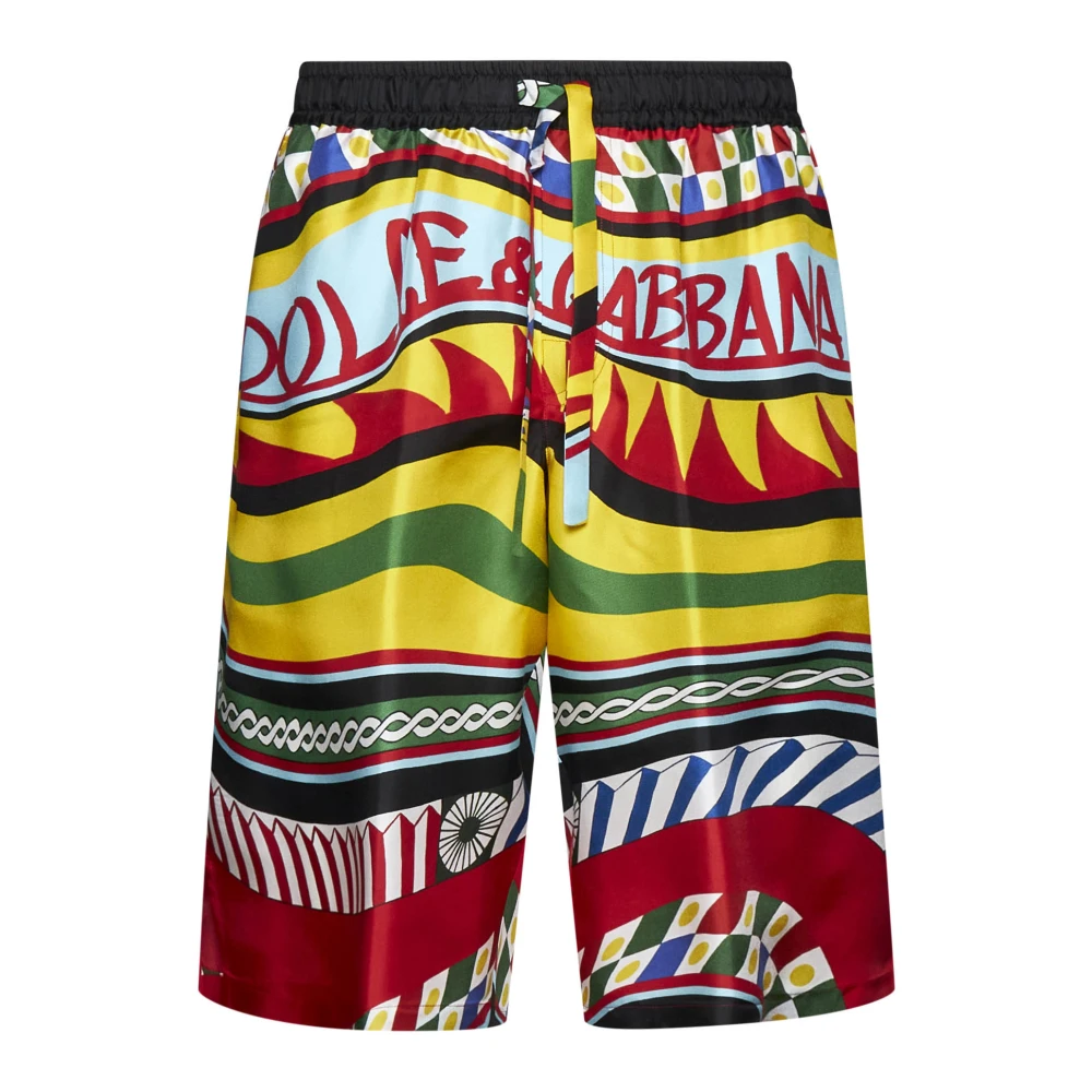 Dolce & Gabbana Carreto-print zijden bermuda shorts Multicolor Heren