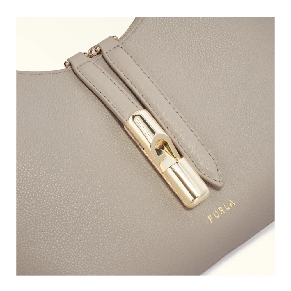 Furla Vanilla Leren Schoudertas met Rits Beige Dames