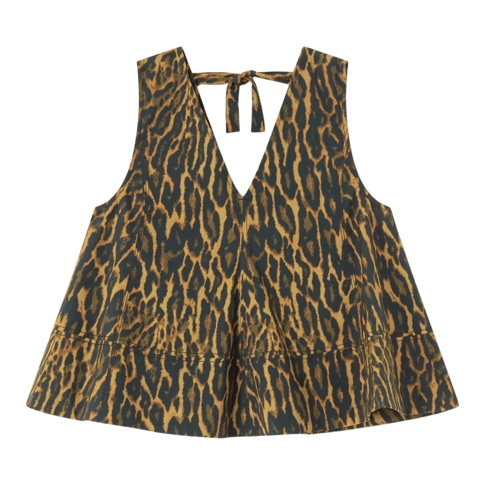 Ganni Green Leopard Top - Female - Sleeveless Tops - S - Tops