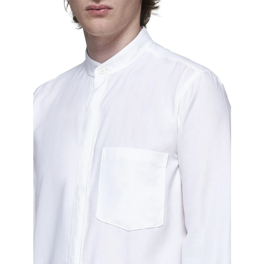 Ermenegildo Zegna Witte Katoenen Mandarin Kraag Shirt White Heren