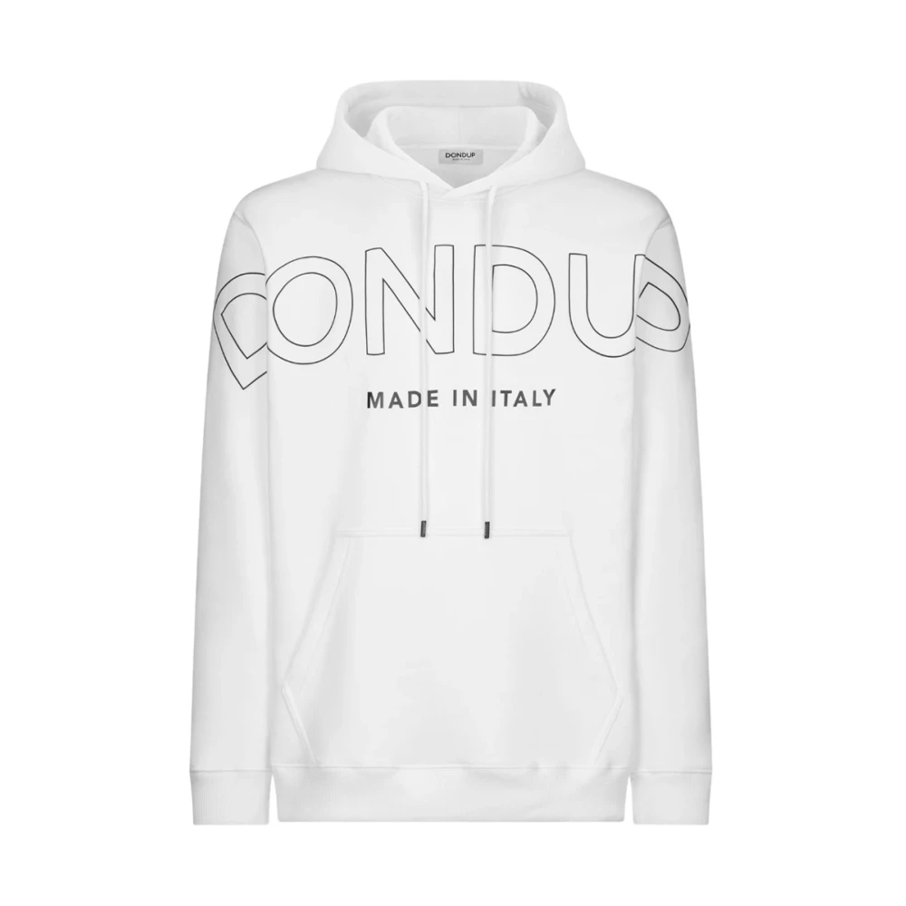 Dondup Hoodie met Contrastlogo en Kangoeroezak White Heren