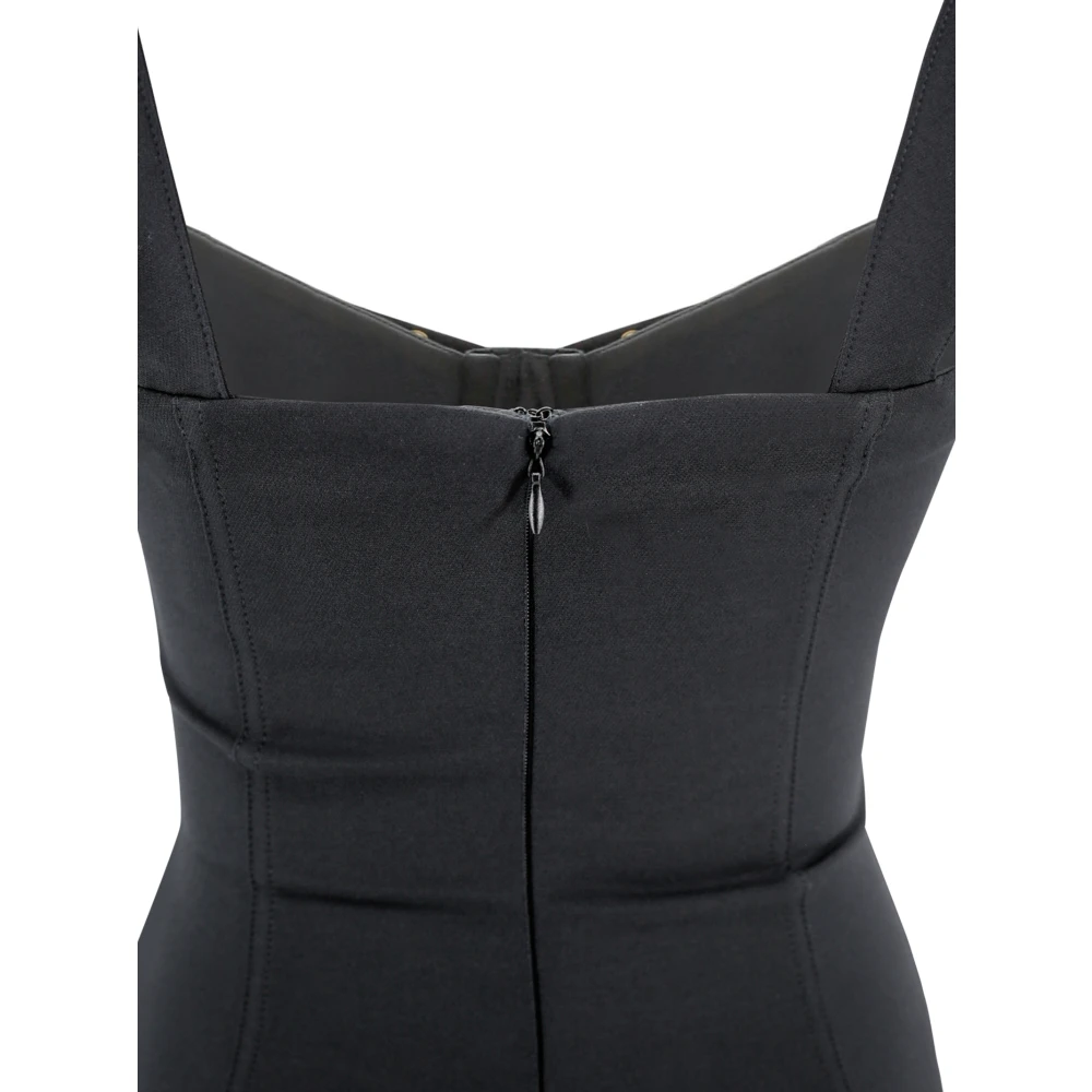 Versace Jeans Couture Zwarte Jurk met Sweetheart Halslijn en Gesp Detail Black Dames