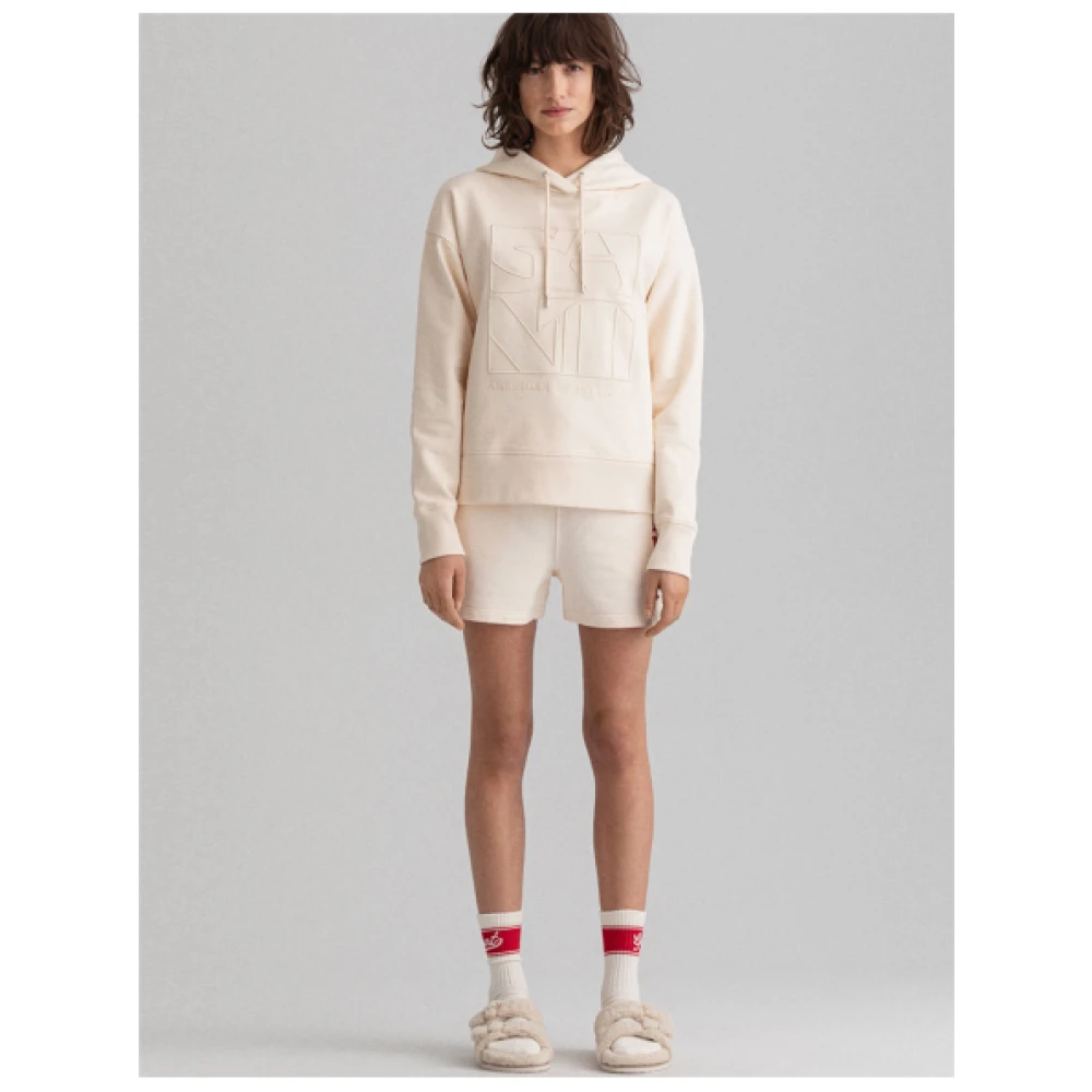 Gant Tone-on-Tone Logo Hoodie Beige Dames