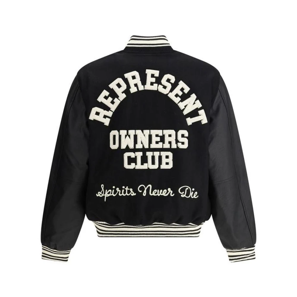 Represent Varsity Club Jacket met Drukknoopsluiting Black Heren