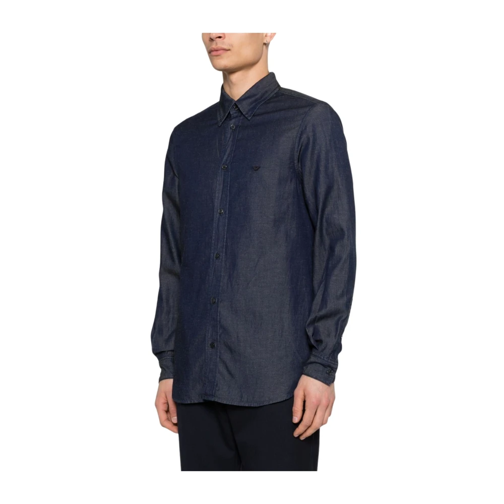 Emporio Armani Men's Blue Casual Shirts, S, Casual Shirts