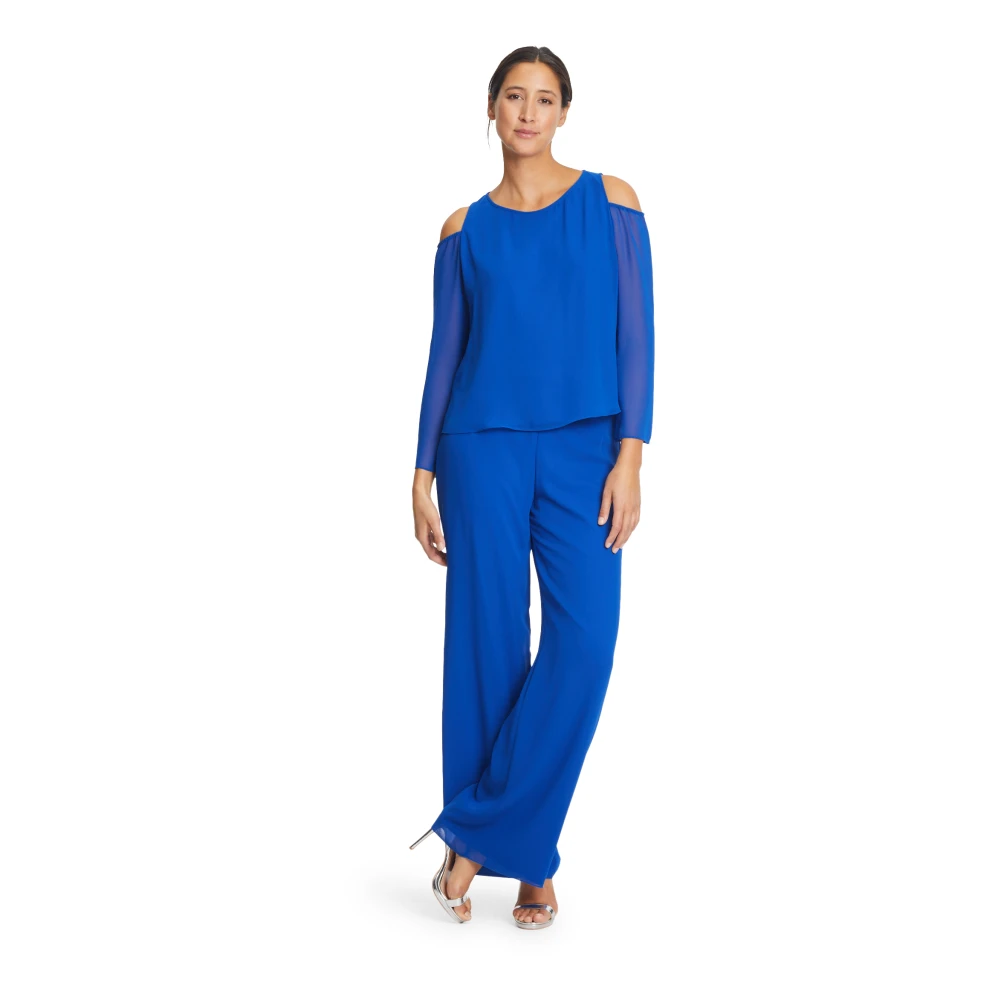 Vera Mont Schouderloze blouse met uitsparingen Blue Dames