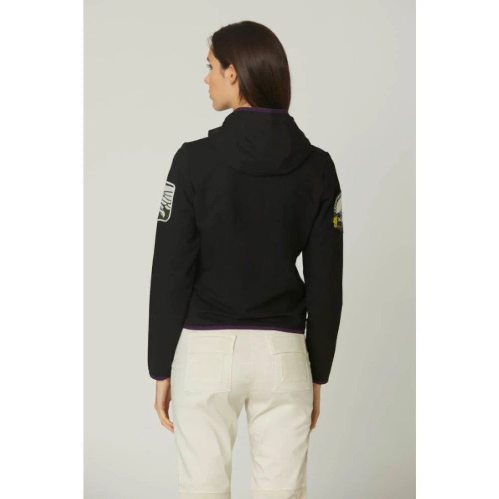 aeronautica militare Ritssluiting Sweatshirt met Embleem Patches Black Dames
