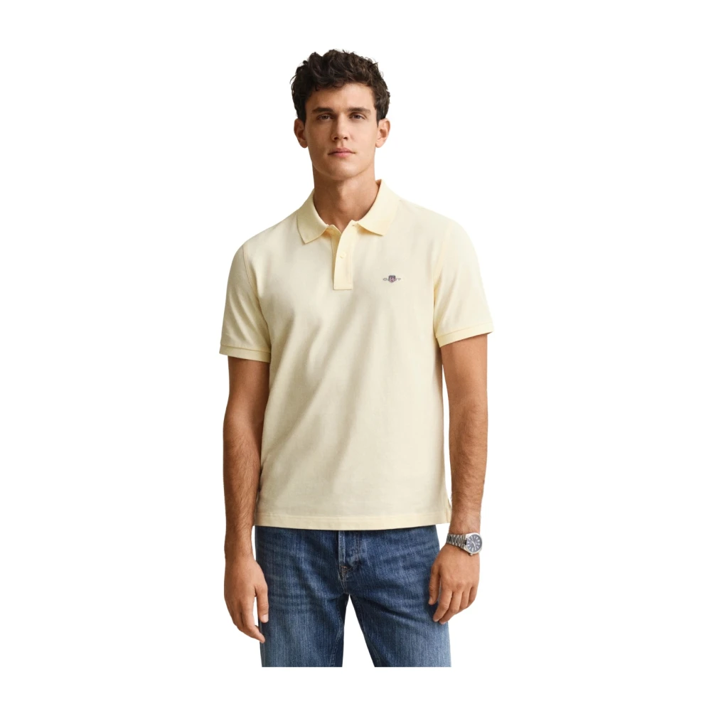 Gant Men's Beige Shield Pique Polo Shirt - Polo Shirts - 2XL - Tops