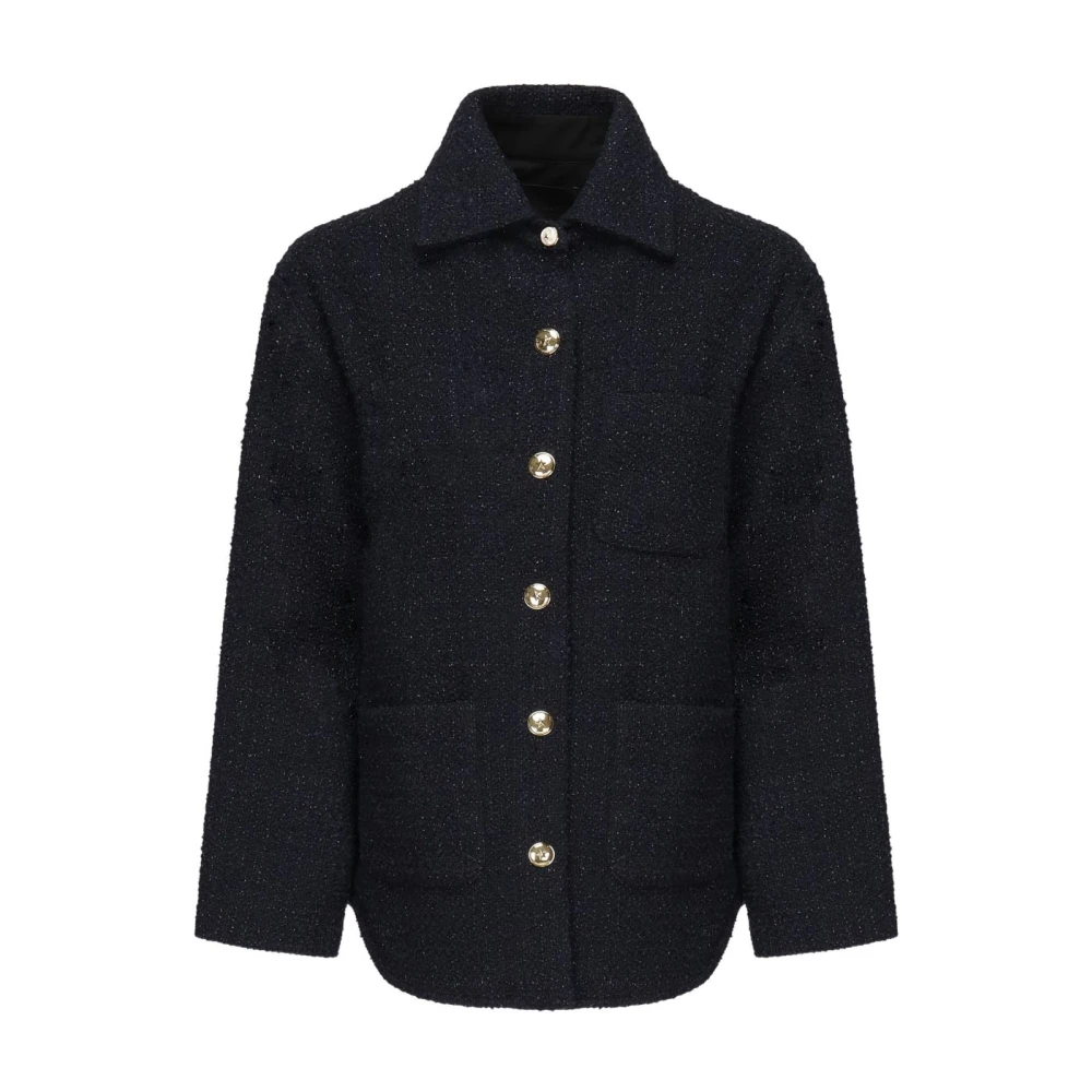 Pinko Women's Blue Light Jackets, Xl, Star Motif Jacket Oversized Fit