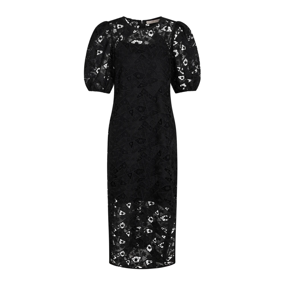 RUE de Femme Floriane Zwarte Kant Jurk Elegant O-hals Black Dames