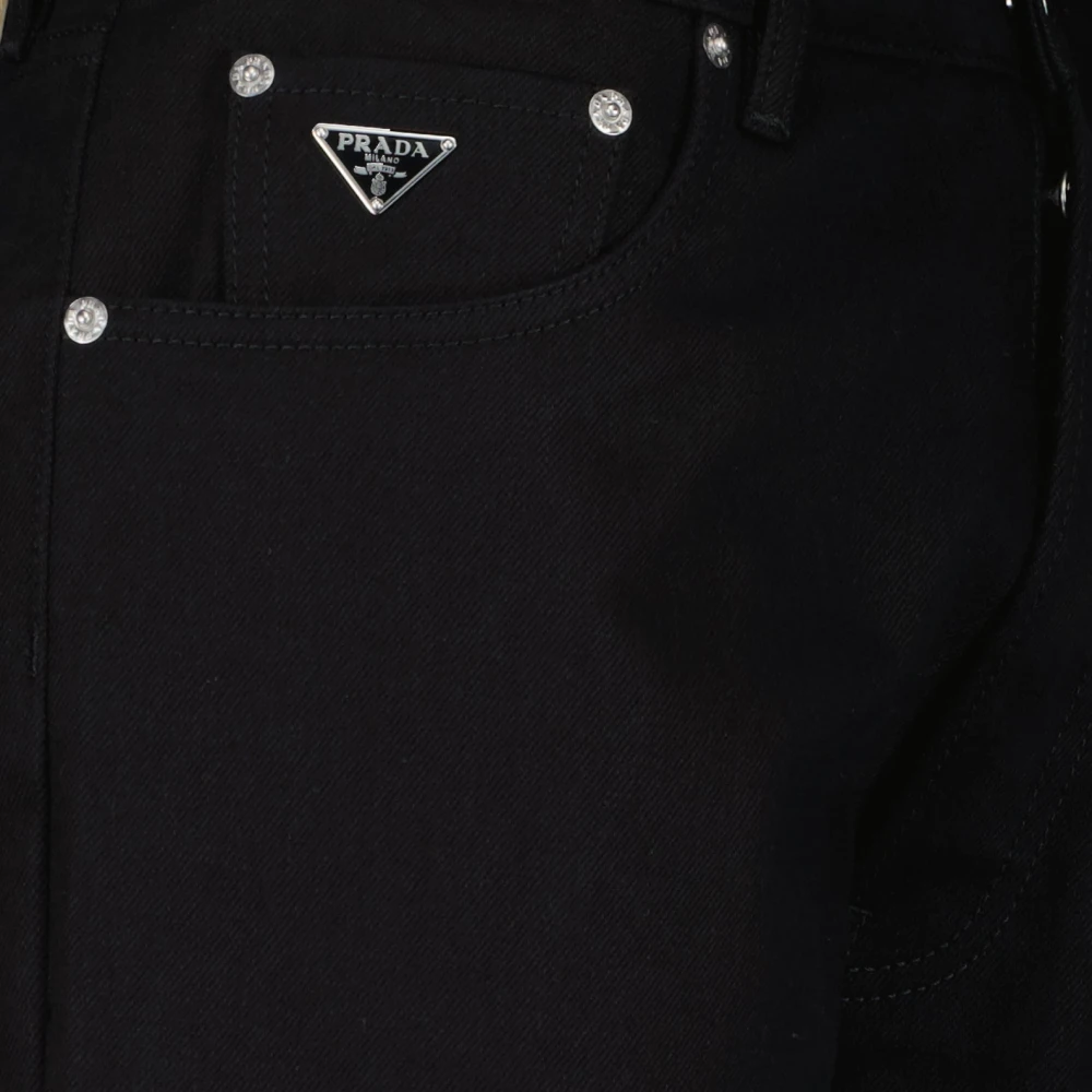 Prada Zwarte Straight Cut Jeans Black Heren