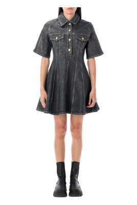 shimmery-foil-denim-mini-dress-black