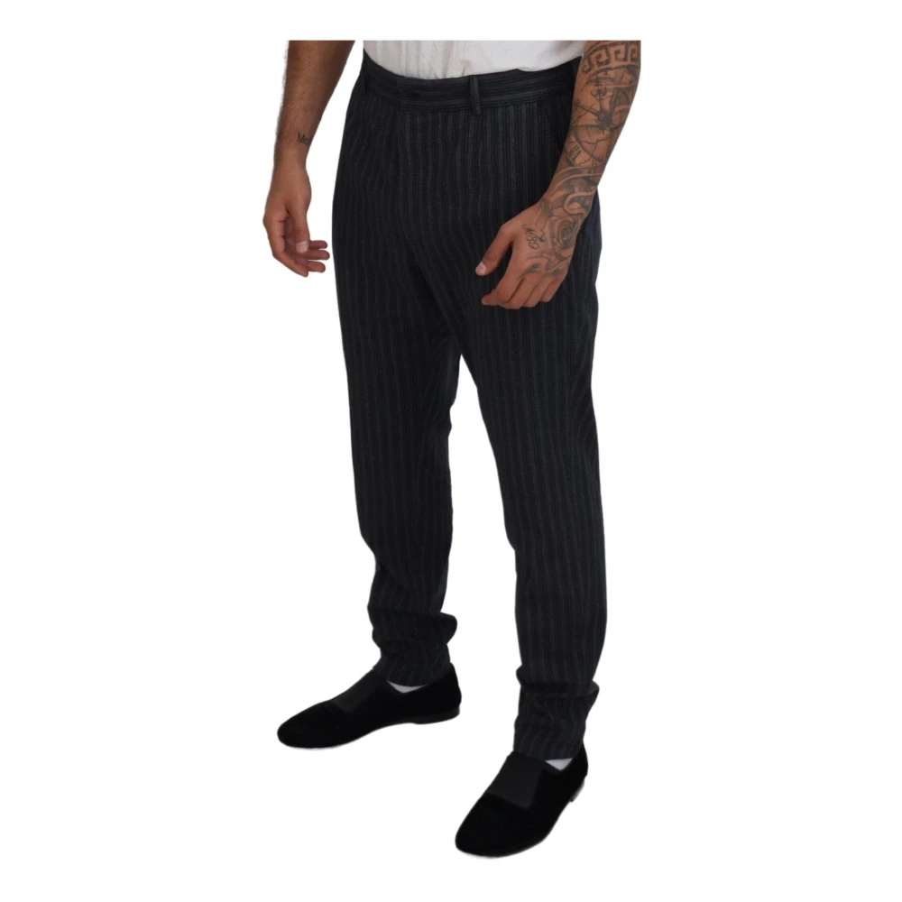 Dolce & Gabbana Donkergrijze Gestreepte Chino Pantalon Multicolor Heren