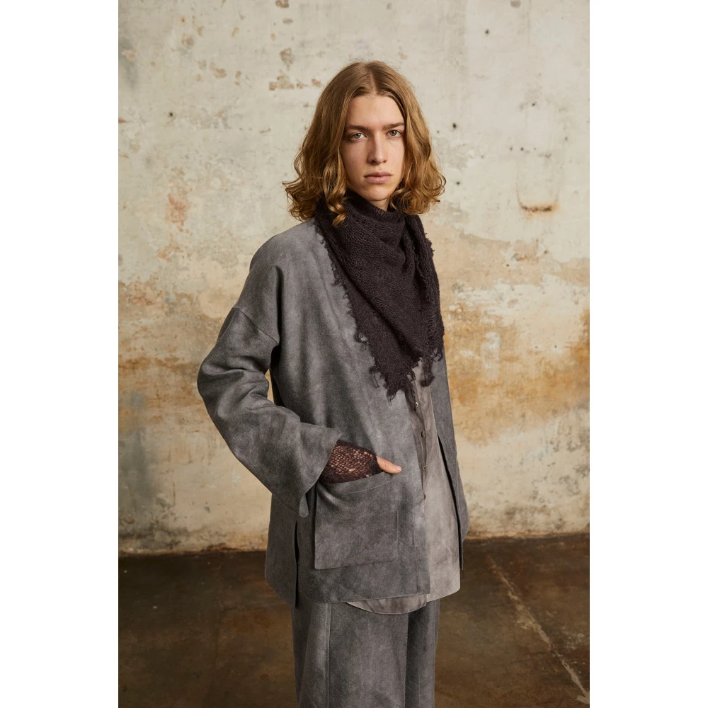 Cortana Rocco overshirt in linnen en zuivere wol lila mêlee Gray Dames
