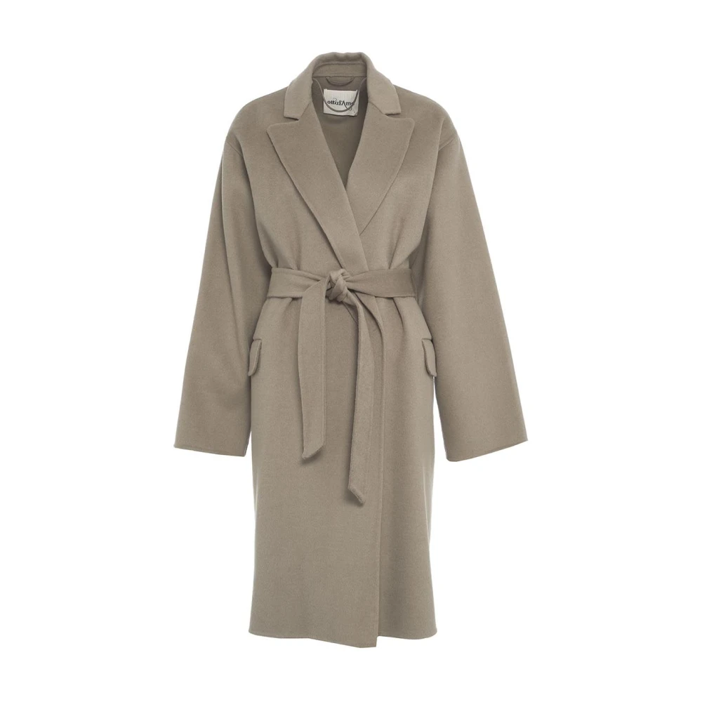 Ottod'Ame Grijze Geriemde Wollen Jas Aw24 Gray Dames