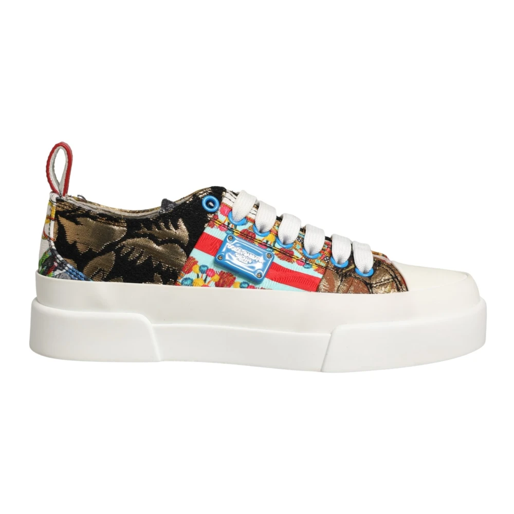 Dolce & Gabbana Multicolor Patchwork Low Top Sneakers Shoes - EU35/US4.5 - Image 2