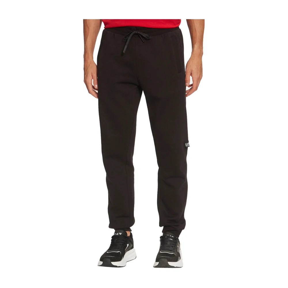 Emporio Armani EA7 Zwarte Broek Regular Fit Elastische Taille Black Heren