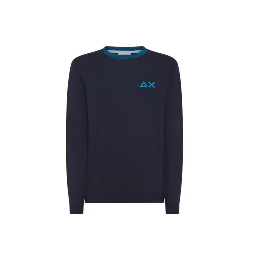 Sun68 Blue Round-Neck Knitwear, Male, 3XL, Round-Neck Knitwear