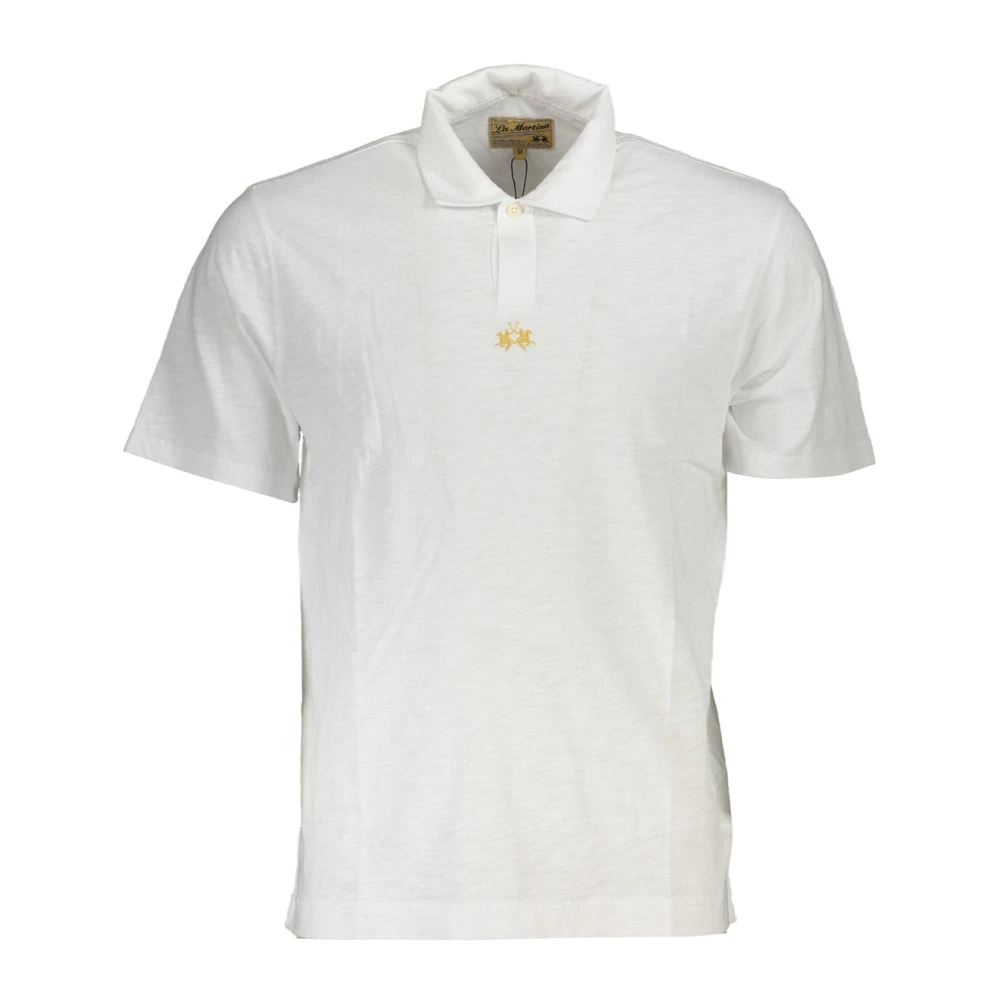 La Martina Men's White Polo Shirts, L, Short Sleeve Polo Shirt Embroidered Logo