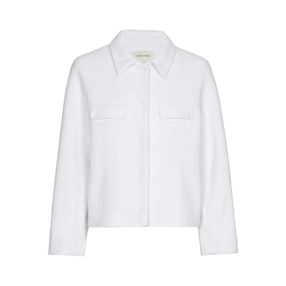 Marie Méro Witte Lurex Jas met Zakken White Dames