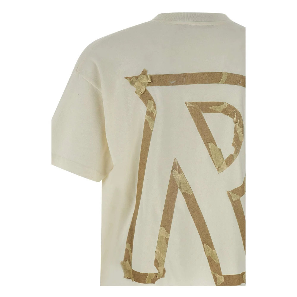 Represent Maxi Logo Katoenen T-shirt Crème White Heren