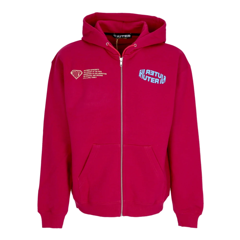Iuter Hoodie met rits en print Red Heren