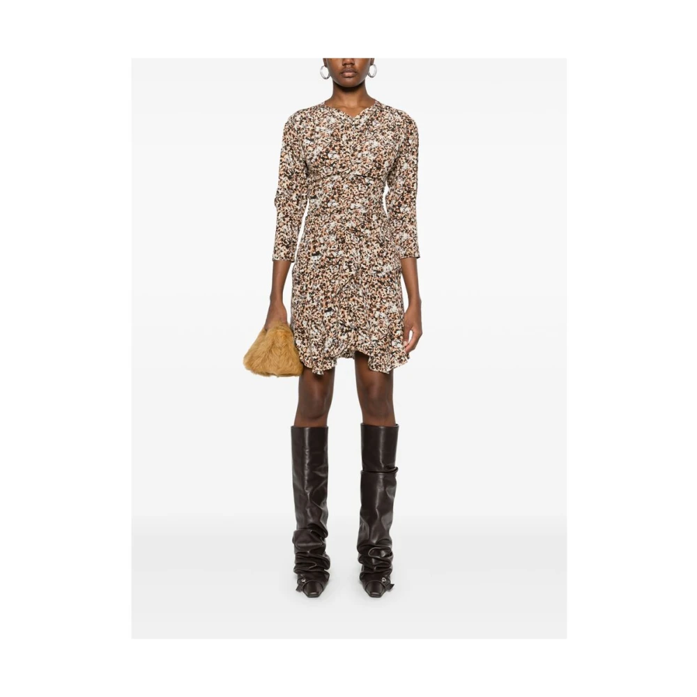 Isabel marant Ecru Gerimpeld Abstract Patroon Jurk Multicolor Dames