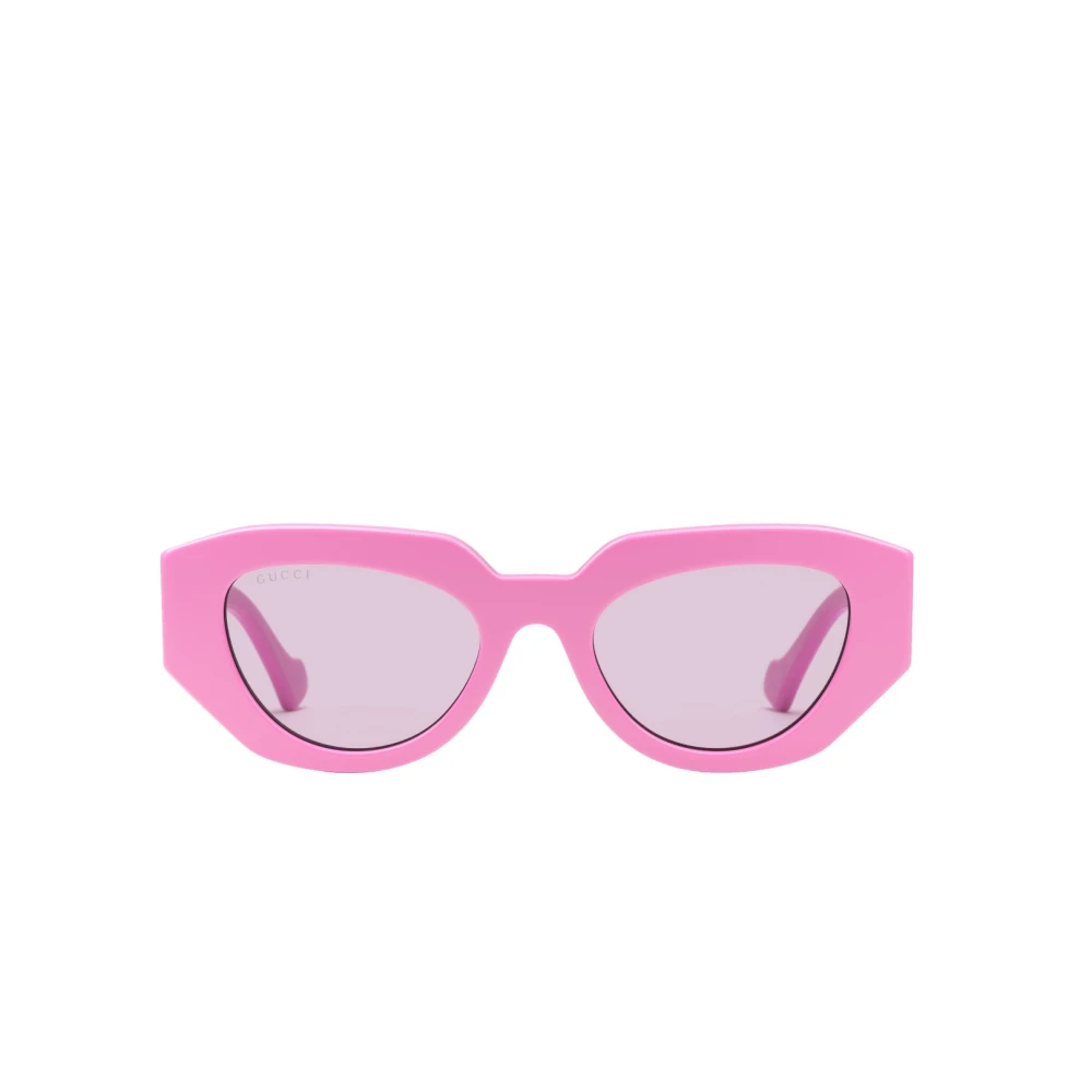 Gucci Kvinnors Rosa Cateye Solglasögon med Logotyp Präglade Armar Pink, Dam