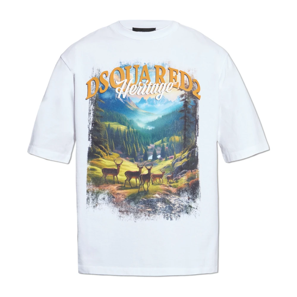 Dsquared2 Men's White T-Shirt With Print - T-Shirts - S - Tops