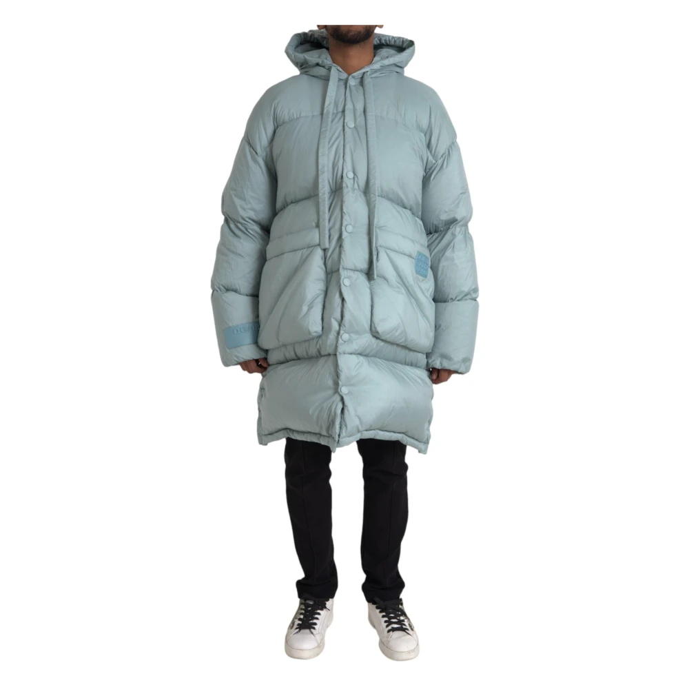 Dolce & Gabbana Men's Blue Quilted Hooded Puffer Jacket - Parkas - L - Coats