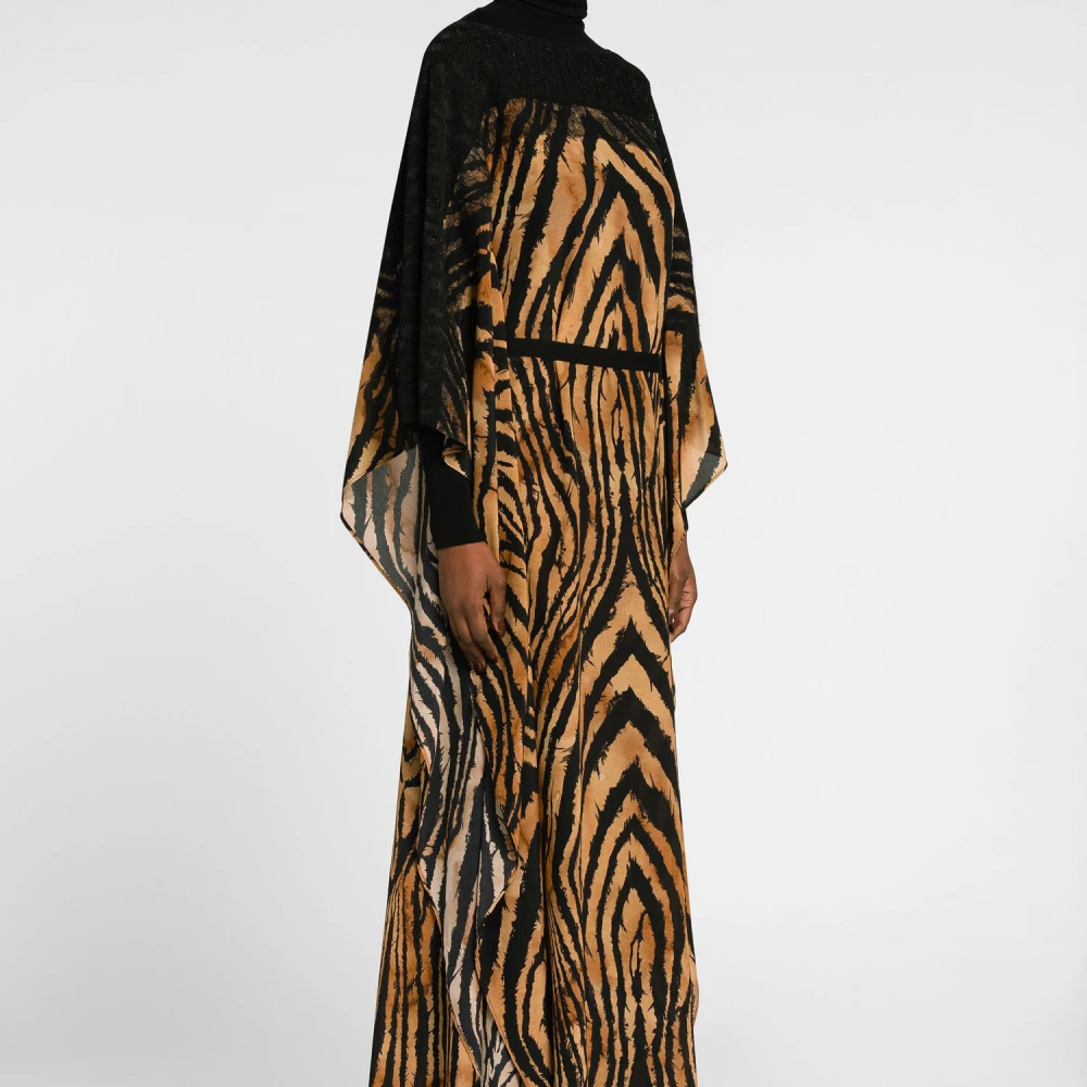 Roberto Cavalli Sicily Queen Print Kaftan Leopard Lace Multicolor Dames
