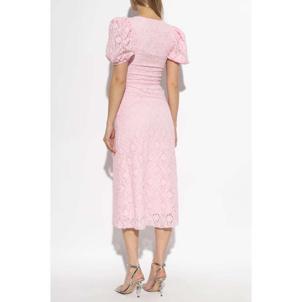 Rotate Birger Christensen Kanten Jurk met V-Hals Pink Dames