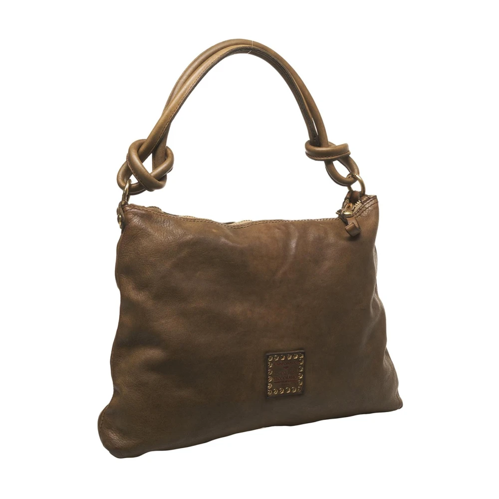 Campomaggi Leren Schoudertas Olijf Green Dames