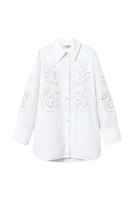 Vit Bomull Skjorta Elegant Mångsidig Stil