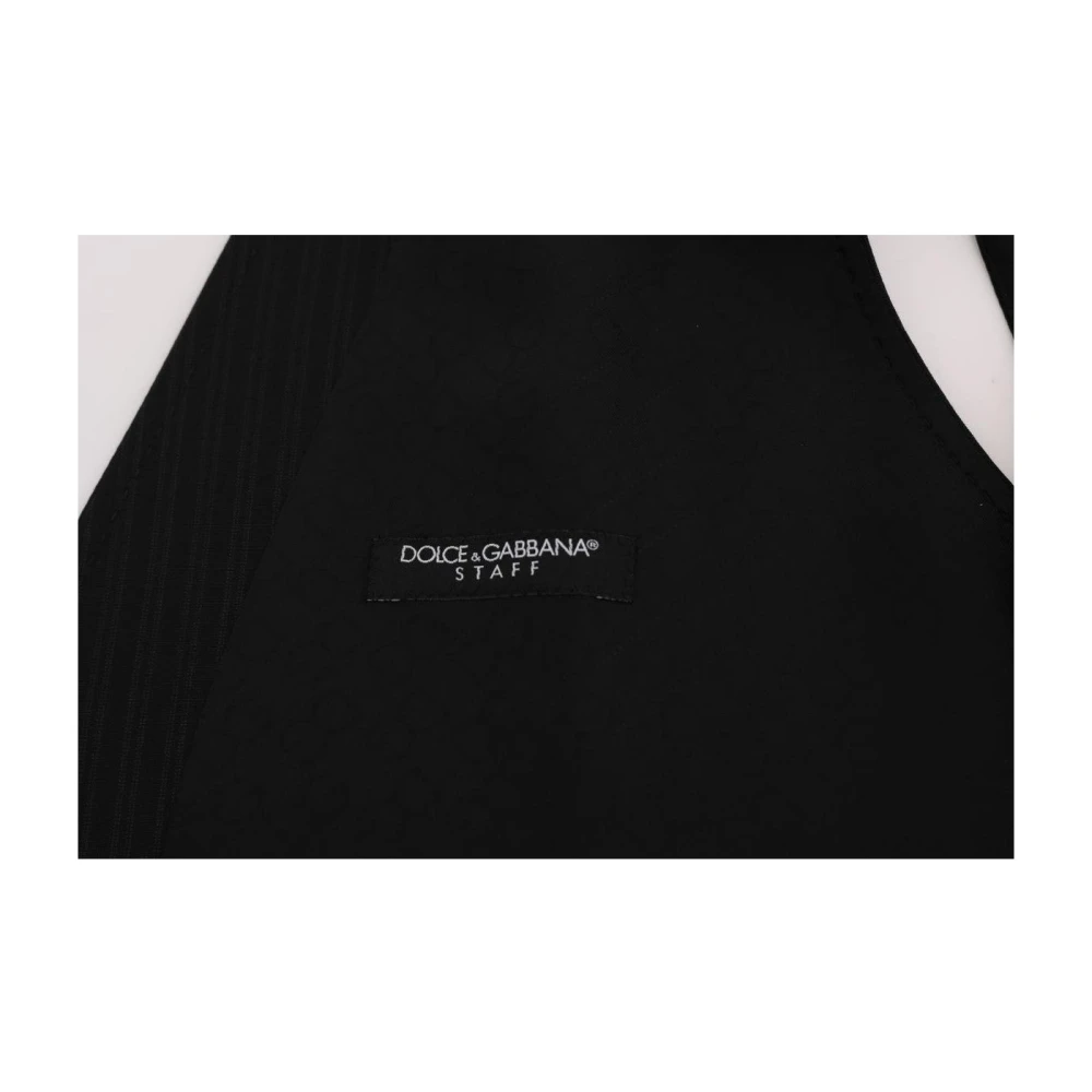 Dolce & Gabbana Gestreepte wollen vest met knoopsluiting Black Heren