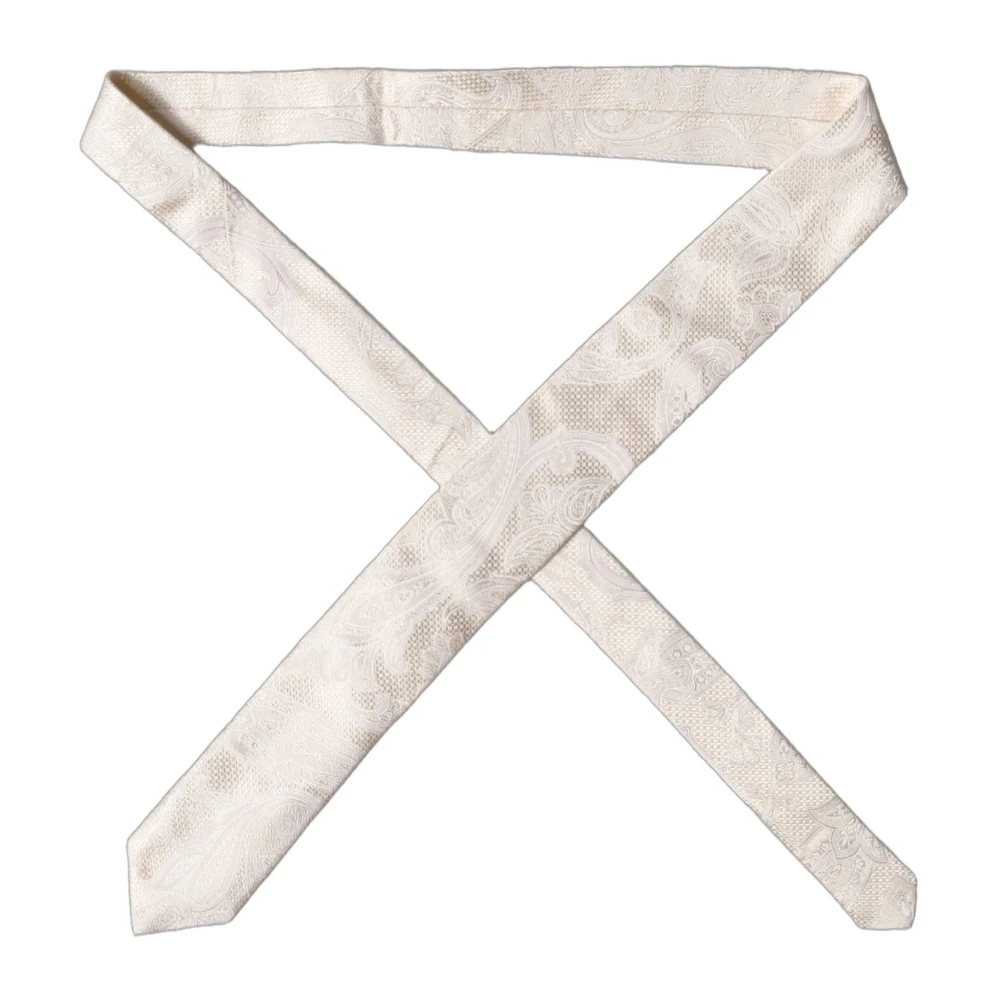 Dolce & Gabbana Men's White Ties, One Size, Floral Silk Adjustable Tied Necktie