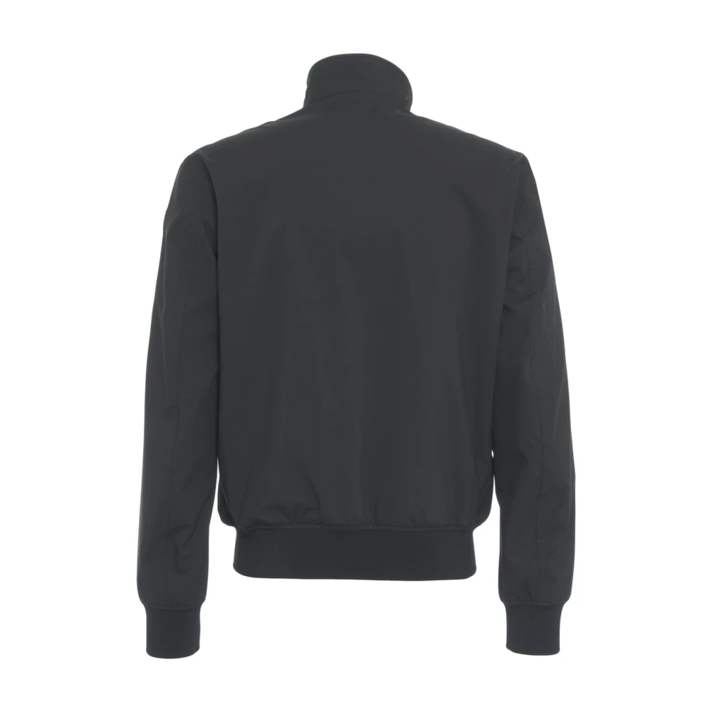 Blauer Zwarte Bomberjack met Batik Print Black Heren