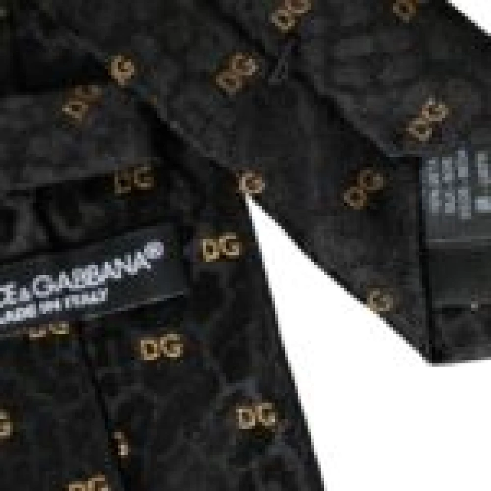 Dolce & Gabbana Zwarte zijden stropdas met logo Black Heren