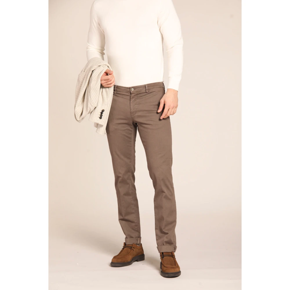 Mason's Gabardine Stretch Chino Broek Regular Fit Brown Heren
