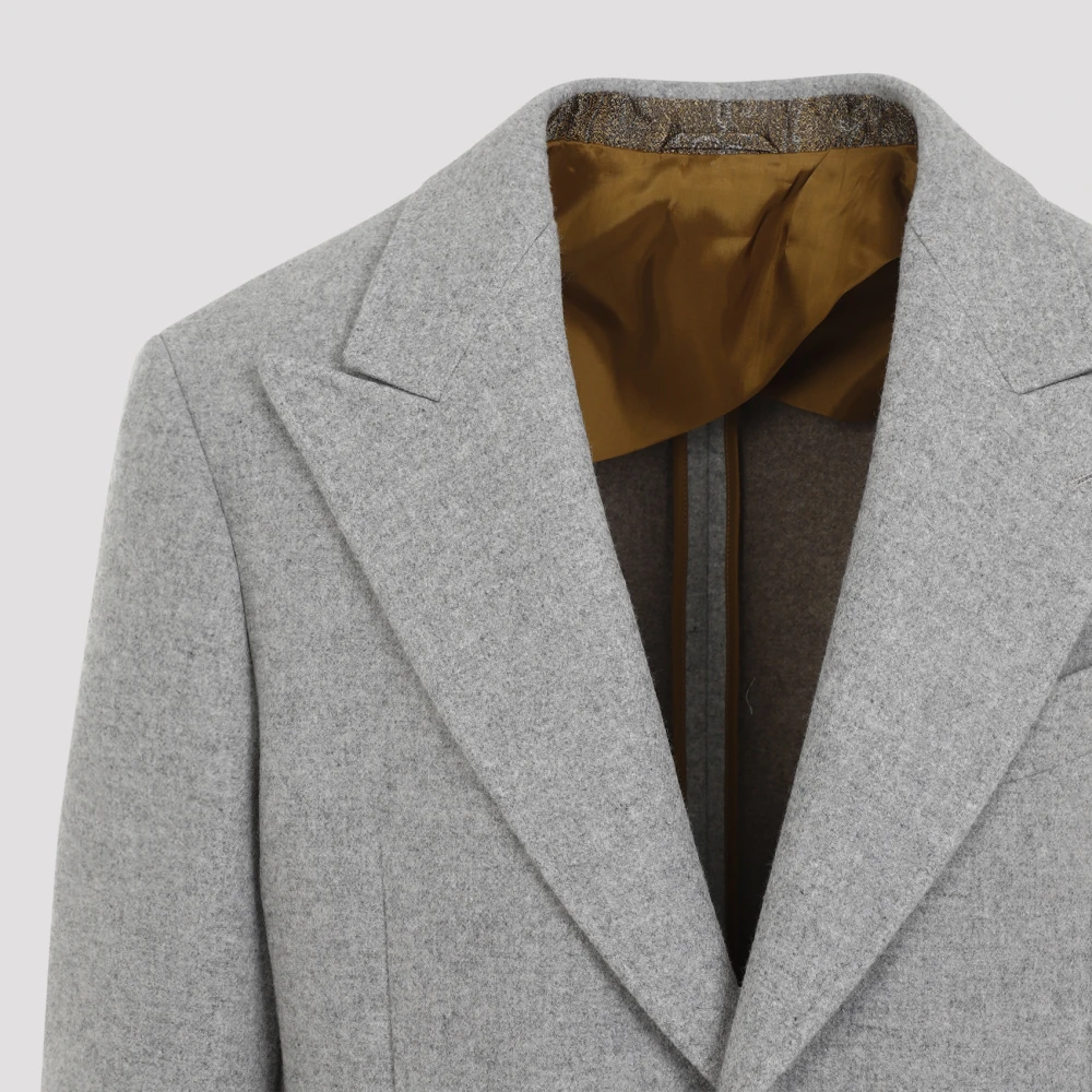 ETRO Luxe Enkelrijige Grijze Jas Gray Heren
