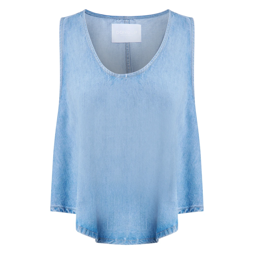 Dondup Women's Blue Sleeveless Tops, S, Top In Denim