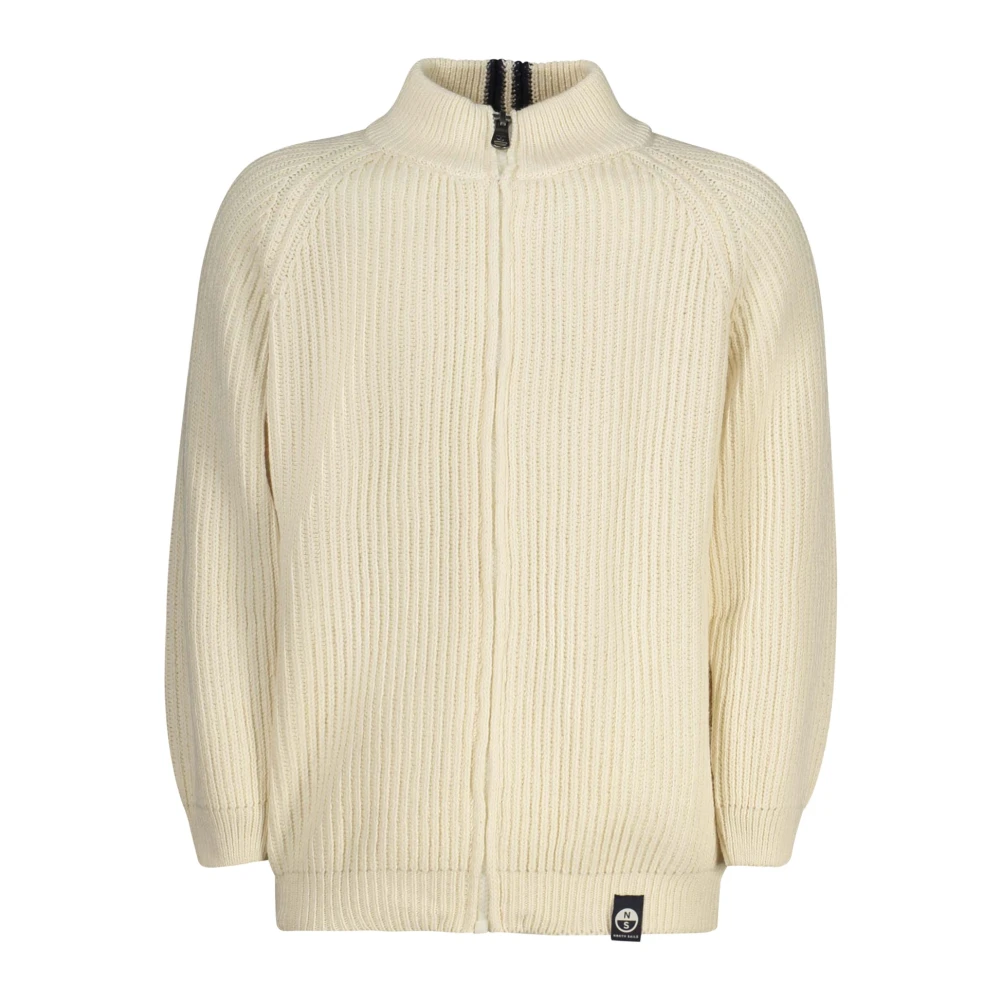 North Sails Unisex Kids White Kids Cardigans, 14 Y, Ribbed Zip-Through Jumper
