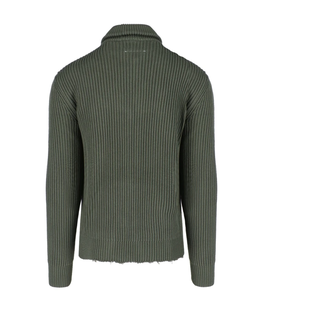 MM6 Maison Margiela Groene Rits Cardigan Geribbeld Katoen Green Heren