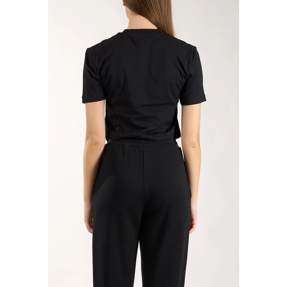 Msgm Katoenen Zip T-Shirt Black Dames