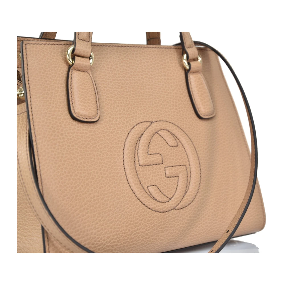 Gucci Soho Leren Hobo Tas met Handvat Beige Dames