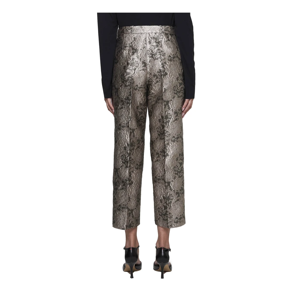 Max Mara Elio Bloemen Jacquard Broek Grijs Gray Dames