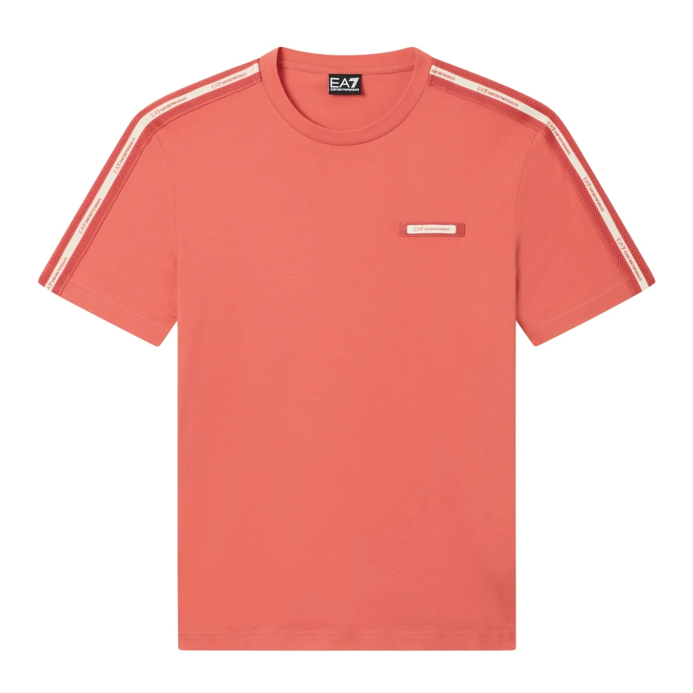 Emporio Armani Ea7 Mannelijk Rood Tops Heren, S, Katoen, Logo Series Katoenen T-Shirt Met Ronde Hals
