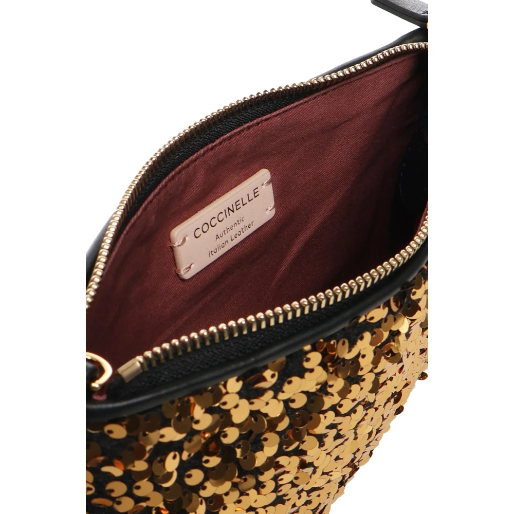 Coccinelle Zwart Goud Paillet Schoudertas Multicolor Dames