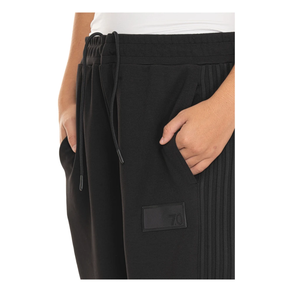 Emporio Armani EA7 Gestreepte Zijzak Overalls Broek Black Dames