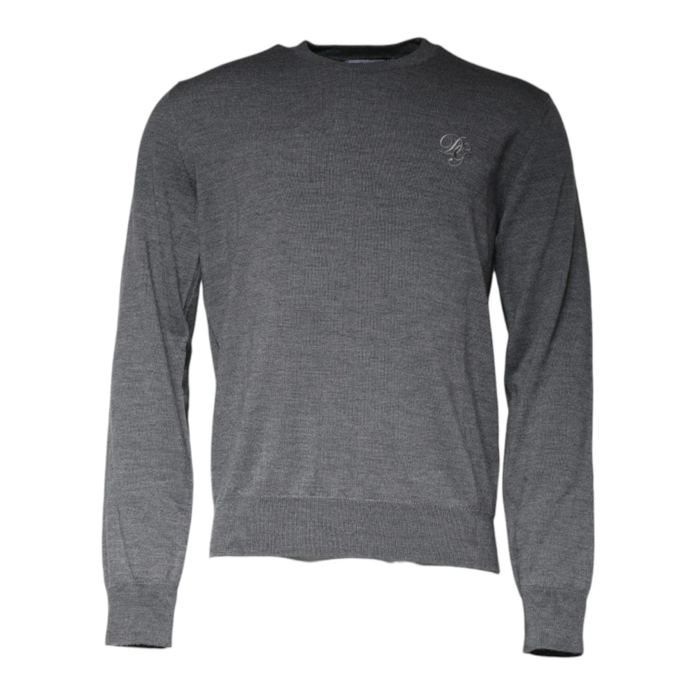 Dolce & Gabbana Donkergrijze Wollen Pullover Sweater Gray Heren